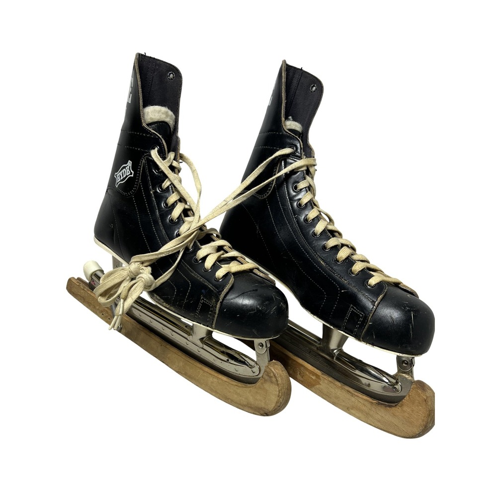 Vintage‎ Hyde NHL Safety Guard Ice Hockey Skates Mens 10.5 Black Leather Canada